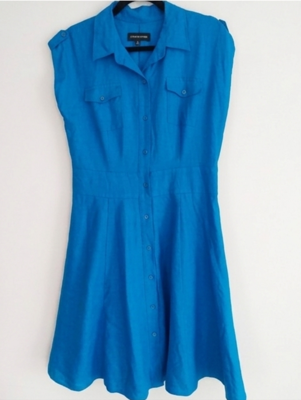 JONES NEW YORK Blue 100% LINEN DRESS SIZE 10